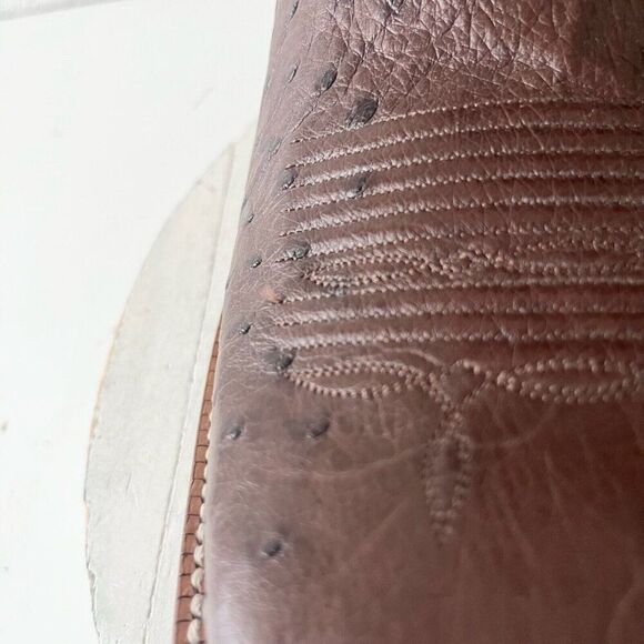 Rod Patrick Mens Cowboy Boots Size 12AA Brown Smooth Ostrich Western Square Toe - Picture 9 of 15